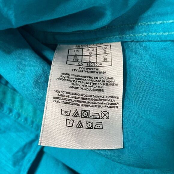 Guess Blue Snap Front Long Sleeve Shirt Mens Size Small or Youth Large Cotton - Picture 5 of 9